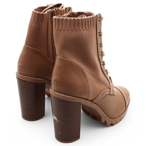 Bcbgeneration Womens Beige 1-1/2 Platform Padded Stretch Pilas Round Toe Stacked - Picture 5 of 7